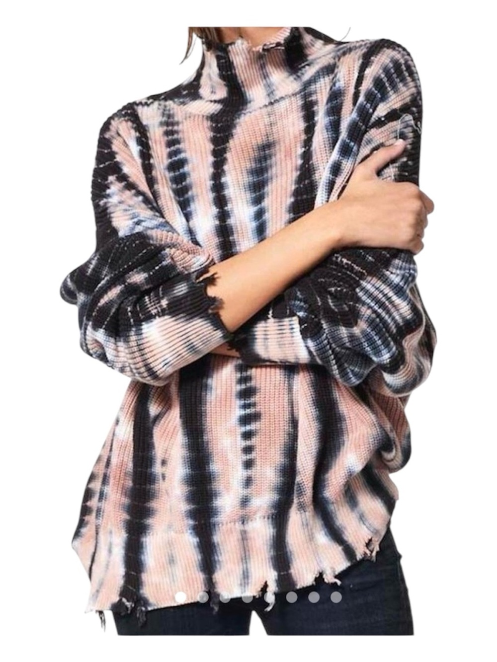 Young Fabulous & Broke Cameron Oversized Distressed Cotton Sweater Medium/ Large